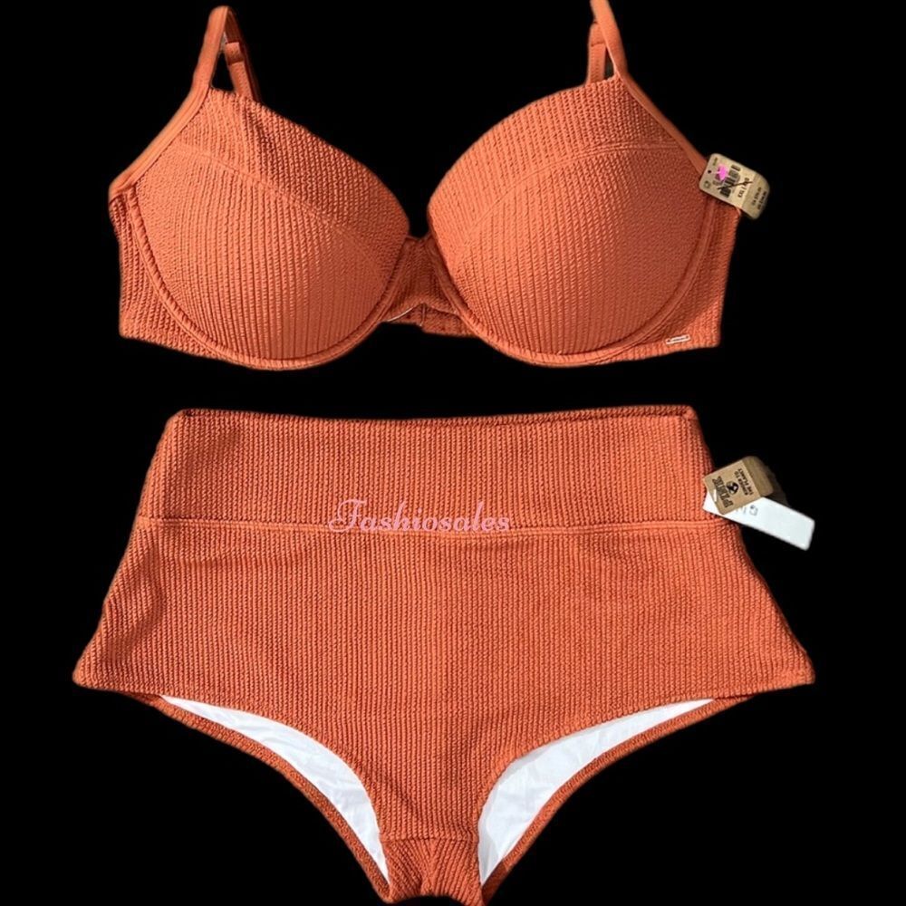 Victorias Secret Pink Swim Crinkle Push Up Padded Bikini Top Shortie Bottom Set